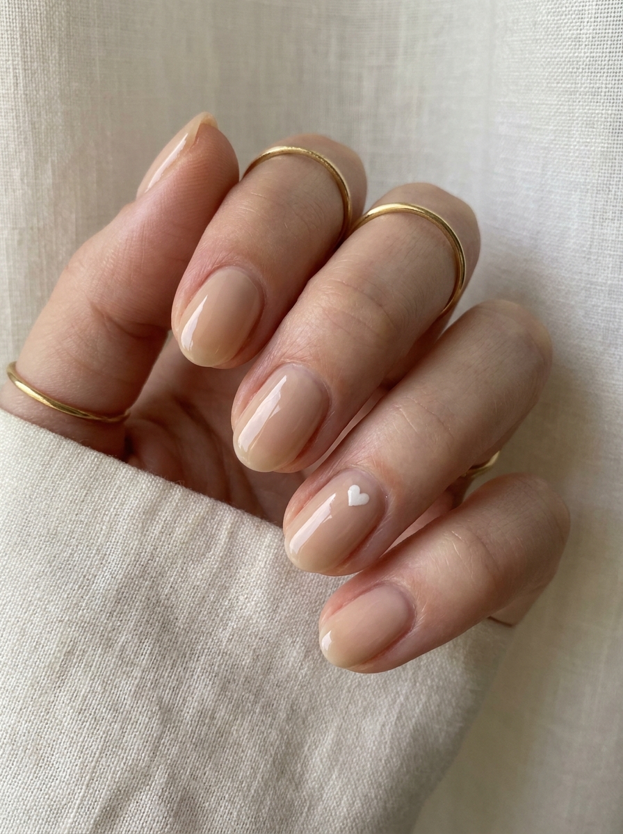 Nude Heart Accent Nails – gepflegte Nagelidee 2026